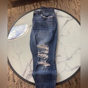 Judy Blue plus Size Ripped Skinny Fit Jeans - Dark Blue